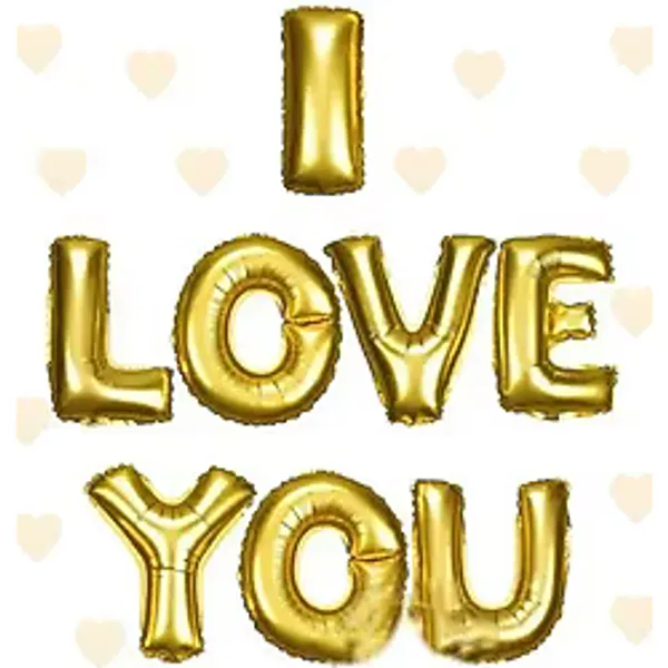 I Love You Folyo Balon Altın Renk 35 CM