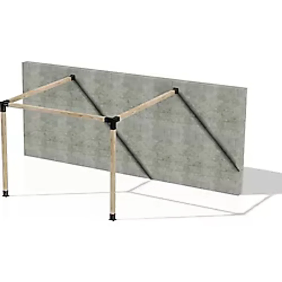 Iahşap 3 x 3 Metre Sundurma Pergole Braket Seti 2 Ana Direkli Üstü Açık Eğimli Sundurma - 3 x 3 Metre (Yükseklik 250 Cm)