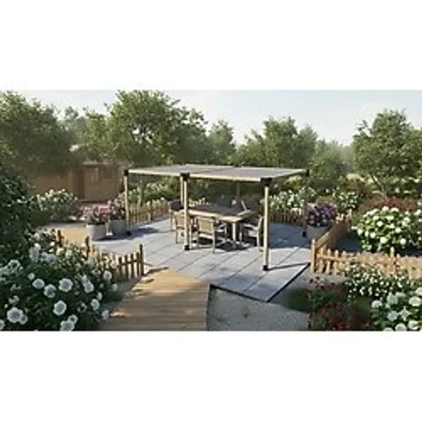 İahşap Pergola Braket Seti 6 Ana Direkli Gölgelikli Pergola Braket Seti