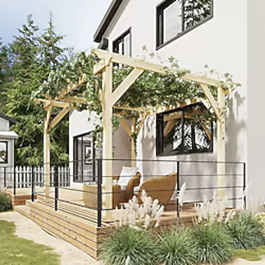 Iahşap Veranda Ahşap Pergole 3x3,6 Metre Veranda Kamelya P7 - 3x3,6 Metre - Yükseklik 2,4 Metre