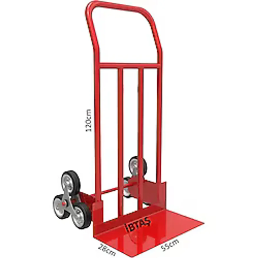 İbtaş 3 Tekerlekli 250 Kg Ergonomik Merdiven Çıkabilen Koli, Eşya, Yük Taşıma El Arabası