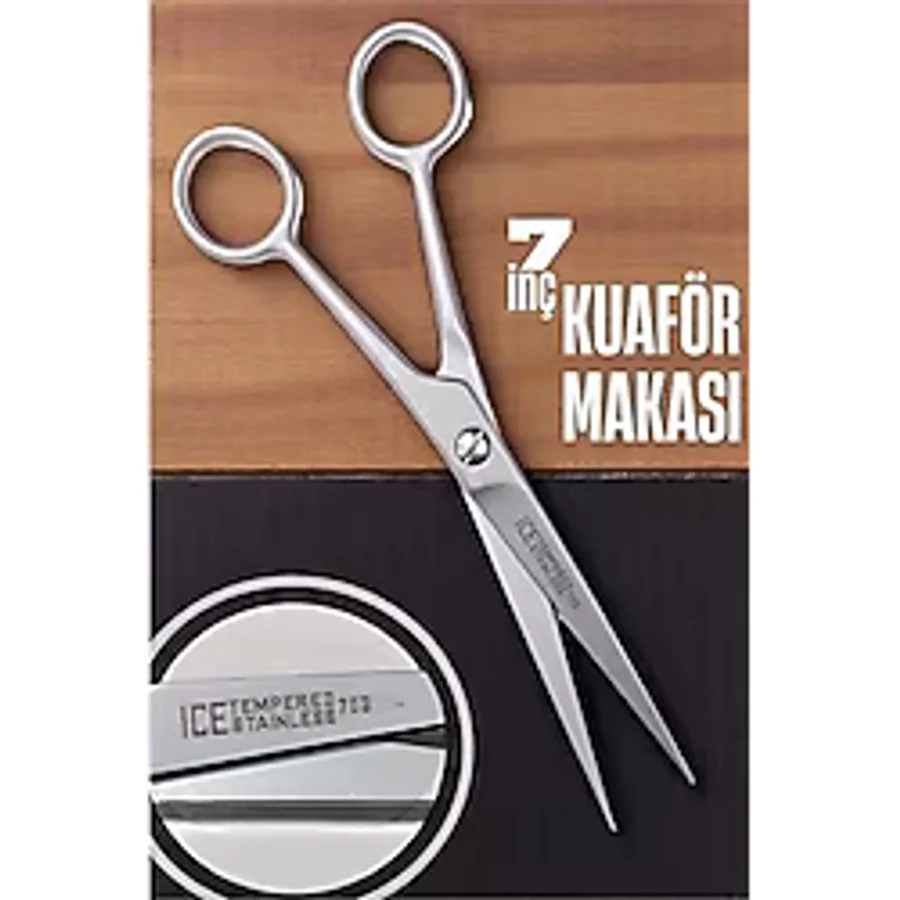 Ice Tempered 702 Berber Kuaför Makası Saç Kesim Makası Bıyık Sakal Makası Kuaför Ekipmanları 17 Cm