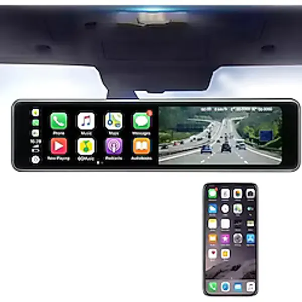 İdragon C3 Carplay Android Auto Multimedya Dikiz Aynası 12İnç Hd Ekran, Ön - 1080P Arka Kamera, Geri Görüş
