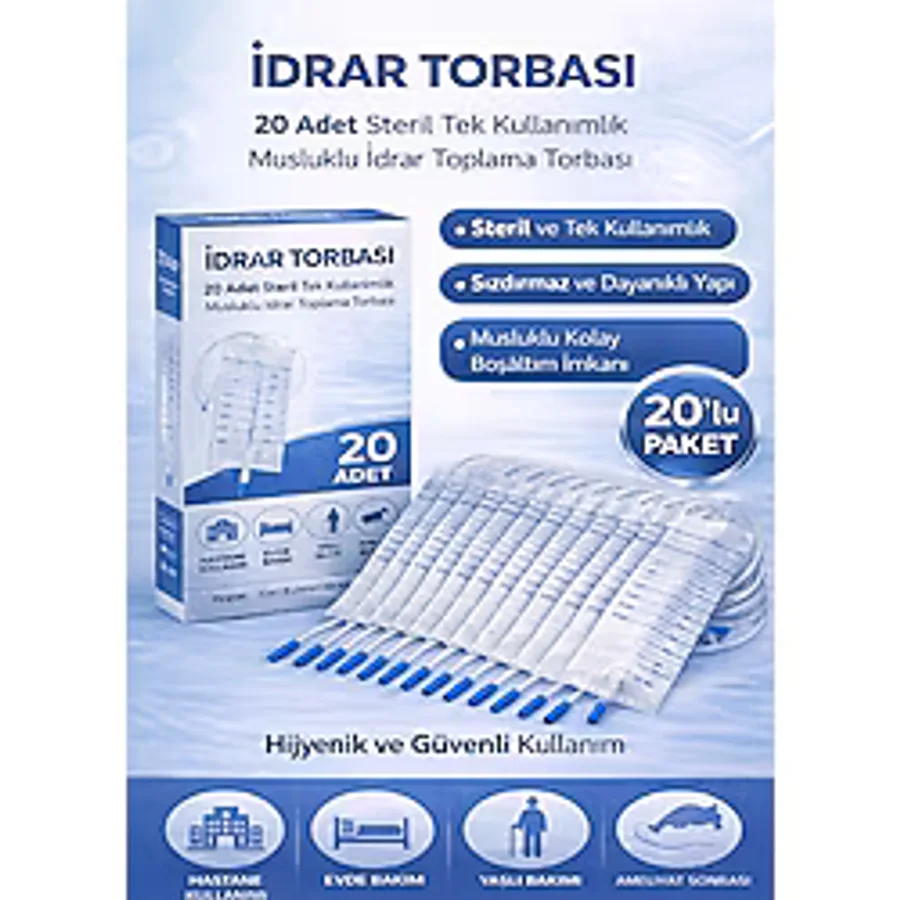 İdrar Torbası Steril Medikal İdrar Toplama Torbası 20 Adet
