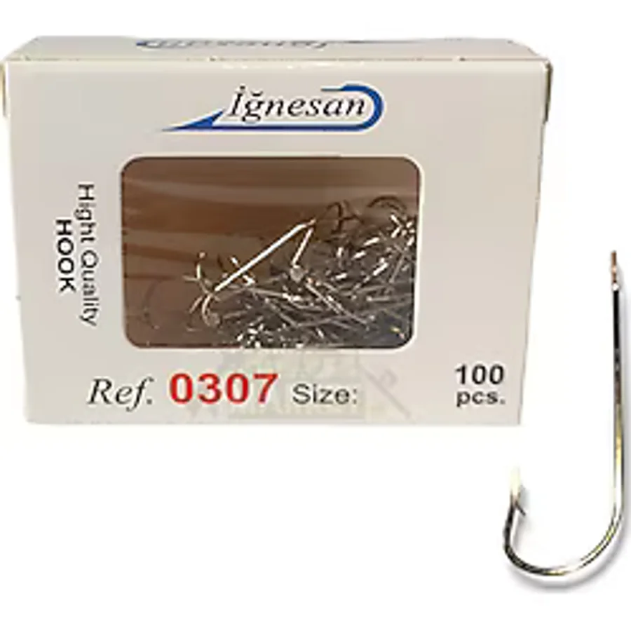 İğnesan 0307 Serisi Nikel Çapraz 100lü Paket Olta İğnesi - NO-12