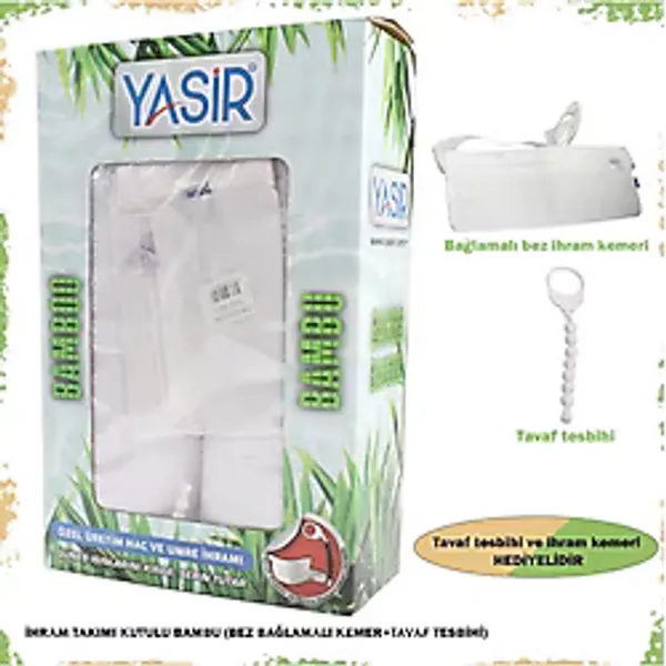 İhram Takımı Kutulu Bambu (Bez Bağlamalı Kemer+Tavaf Tesbihi))