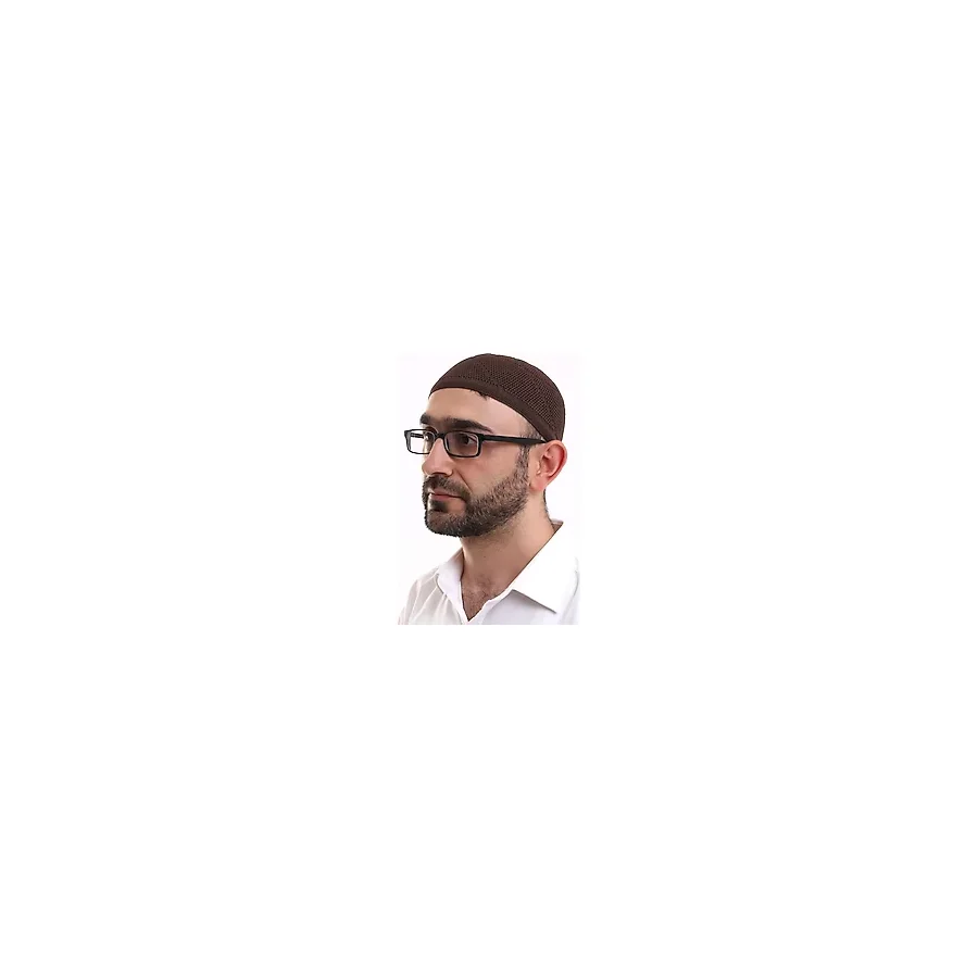 İhvan Dantel Pamuklu Triko Makine Örme Takke Kahve