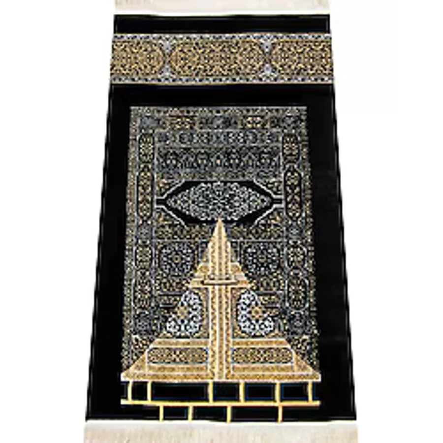 İhvan Online Kabe Desenli Ultra Plus Siyah Şönil Seccade 7