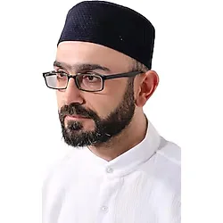 İhvan Online Lacivert Petek Kareli Kadife Kalıp Namaz Takkesi Lacivert 56