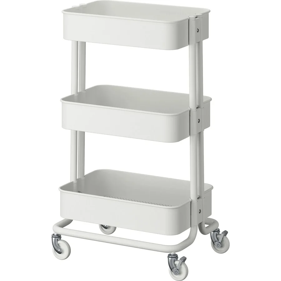 Ikea Raskog Servis Arabası 35 x 45 x 77 cm Çelik Beyaz Tekerlekli Çok Yönlü Kullanım