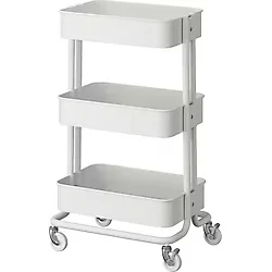 Ikea Raskog Servis Arabası 35 x 45 x 77 cm Çelik Beyaz Tekerlekli Çok Yönlü Kullanım