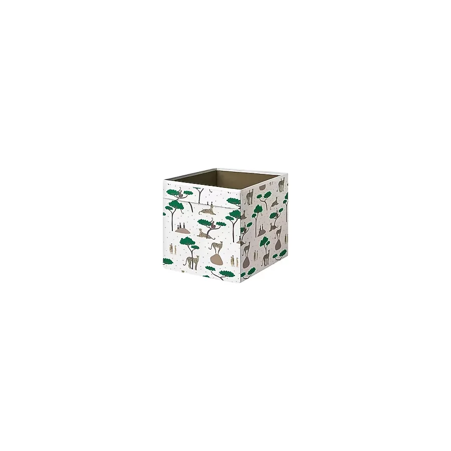 IKEA SANDLÖPARE kutu, beyaz-çok renkli desenli, 33x38x33 cm 10613301