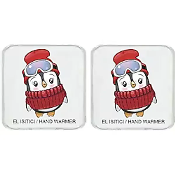 İki ADET BERELİ PENGUEN CEP SOBASI,EL ISITICI,SICAK SU TORBASI PVC 10x9,5cm