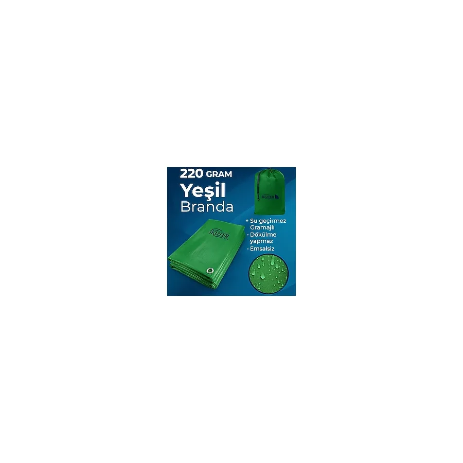 İkizler Branda Ebatlı Branda 220 Gram Pilsa Branda , Fındık Brandası - Farklı Ebat Seçenekleri - 3x3 - Yeşil