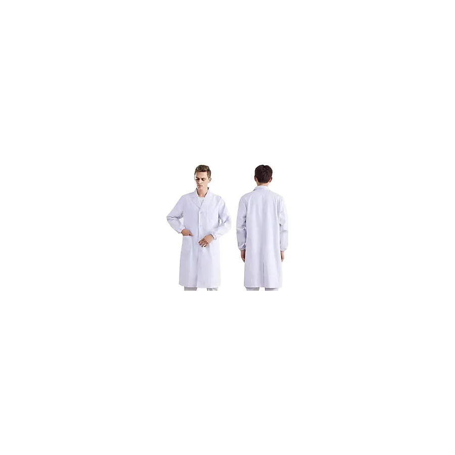 IKOPFLN 1 adet laboratuvar önlüğü, beyaz önlük, üniseks, kimyasal koruyucu kıyafet, uzun kollu, tıbbi manto, düğmeli, laboratuvar, üniversite, iş, güzellik kıyafeti