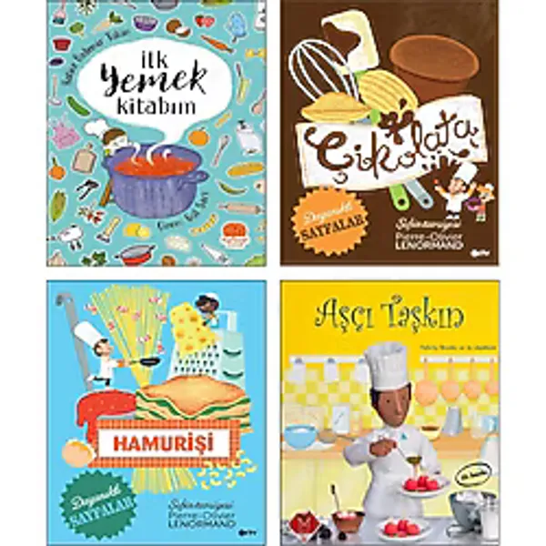 İlk Yemek Kitabım Hatice Özdemir Tülün + Çikolata: Şefin Tavsiyesi Dayanıklı Sayfalar + Hamurişi: Şefin Tavsiyesi + Aşçı Taşkın Felicity Brooks Çocuklar için Aşçılık Yemek Tatlı Kitapları