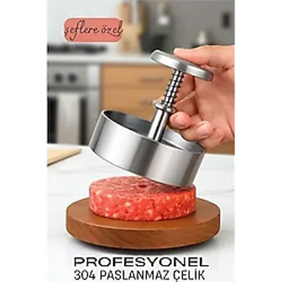 İlkyaz Fashion Hamburger Presi - Profesyonel Hamburger Kalıbı 304 Paslanmaz Çelik 722000 - Çok Renkli