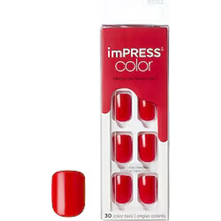 Impress Color Kendinden Yapışkanlı Takma Tırnak Kısa Parlak Kırmızı