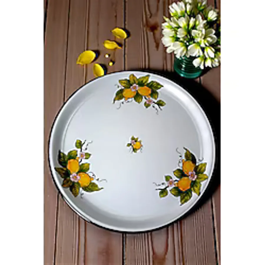 İnci Emaye 60 No Emaye Sini Sofra, Yemek Sunum Tepsi, Yer Sofrası Çinko ~58 Cm
