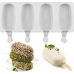 İndecor Houseware Silikon Dondurma Kalıbı 4'lü Büyük Boy - Beyaz