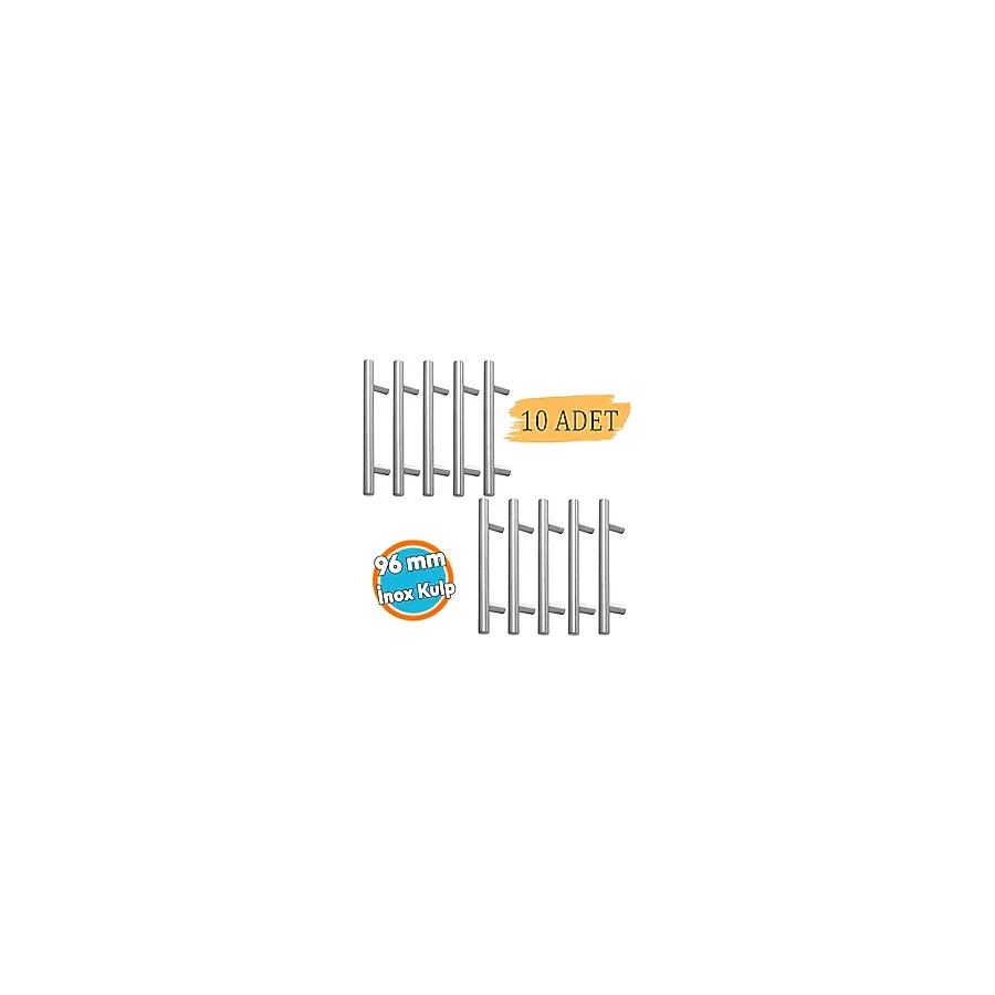 İnox Metal Mobilya Mutfak Çekmece Dolap Dolabı Kulbu Kulpu Kulpları (96 Mm - 9.6 Cm) 10 Adet