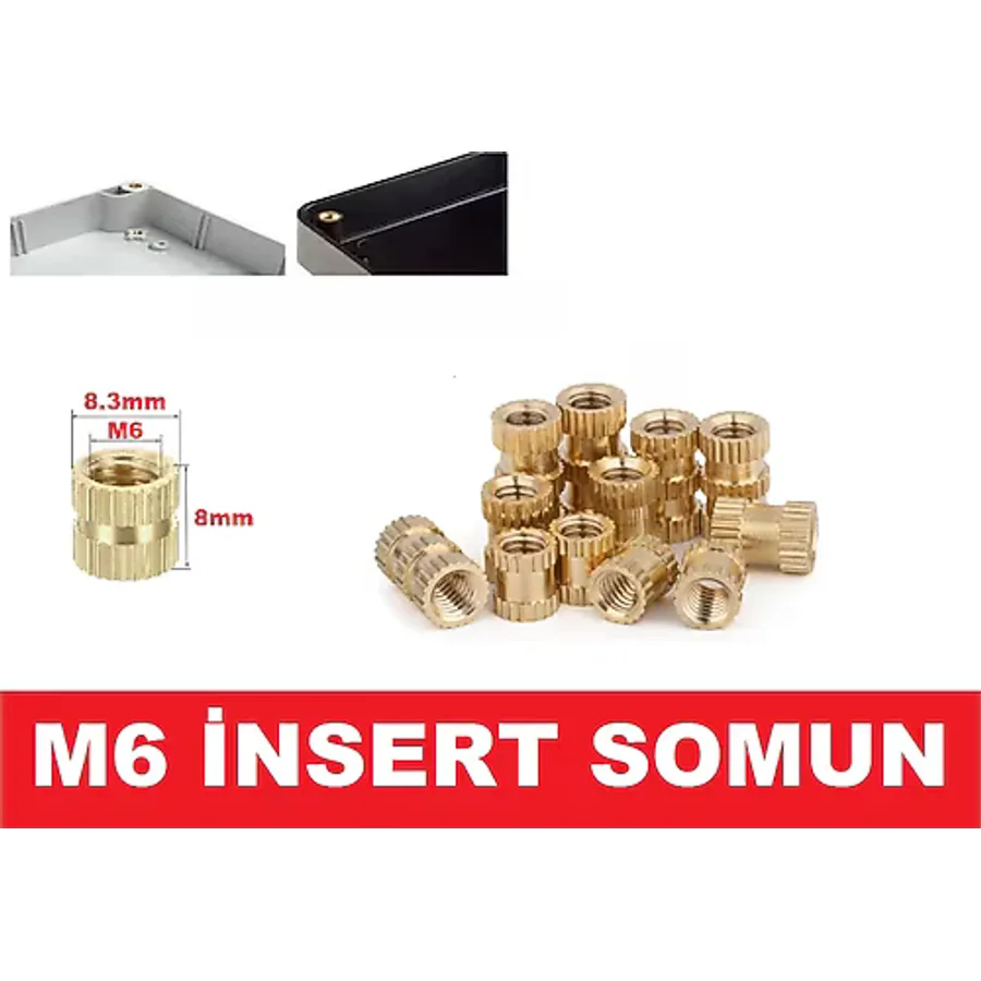Insert M6 Çakma Somun-Iç Somun- Prinç Somun 24 Adet