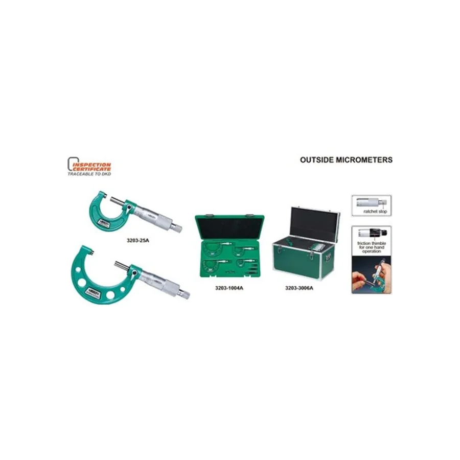 İnsize 3203-1506A 0-150 mm Mekanik Mikrometre Seti