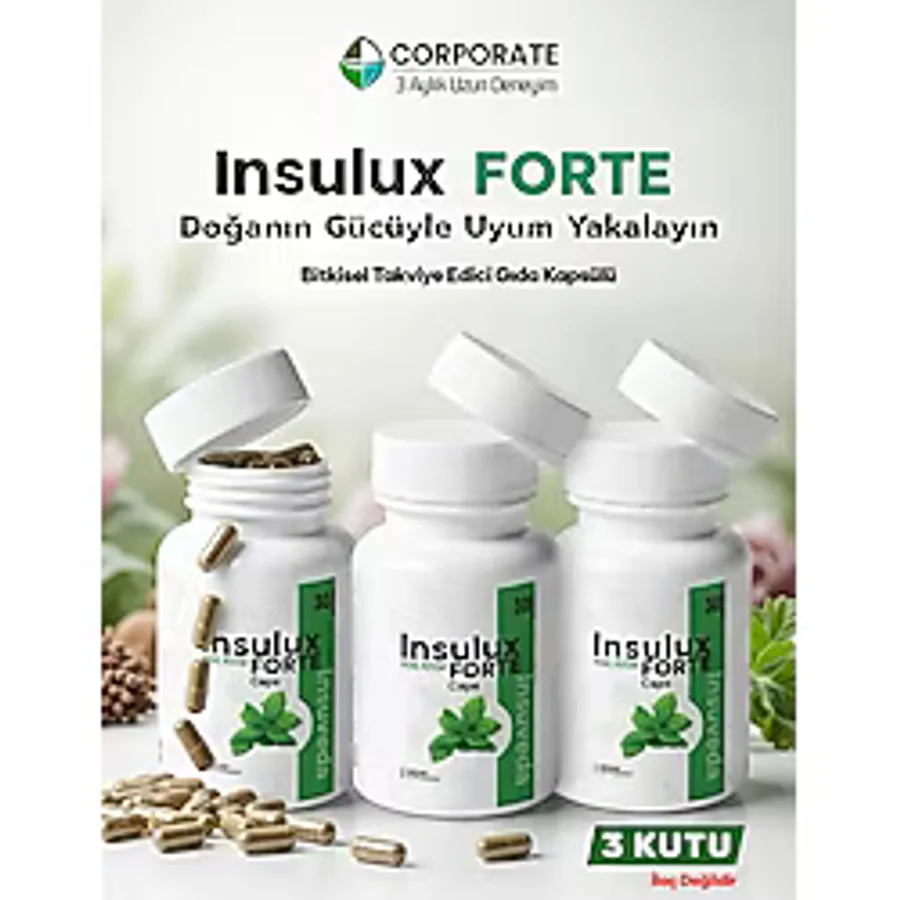 İnsulux 3 x 30 Caps Insulux Forte Gurmar,acı Yavşan,oğulotu ve Tarçın Özü Içeren Takviye Edici Gıda Detox Ürün Hediyesiyle - 3'lü