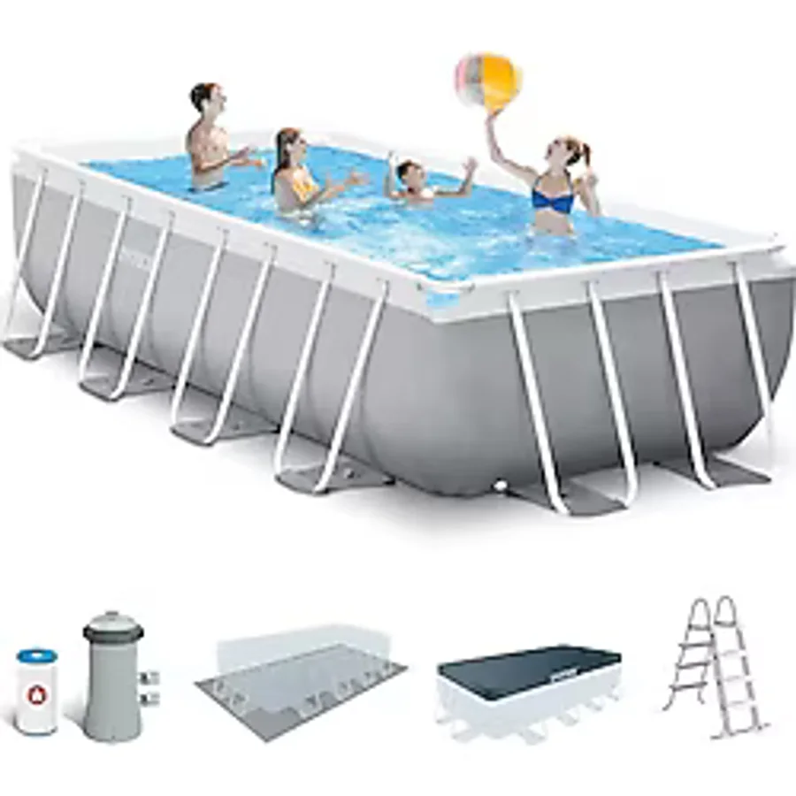 Intex Intex 26792np Dikdörtgen Prefabrik Aile Havuzu 488x244x107cm Merdiven + Örtü + Filtre Set