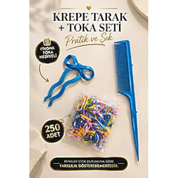 İnvictus Design Invictus Design Karışık 2'li Set Canlı Renkler Profesyonel Krepe Tarak & Perma Örgü Minik Lastik Toka ve Fiyonk Gizli Saç Çatal Hediyeli