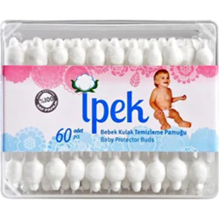 İpek Emniyetli 60'lı 2 Paket Bebek Kulak Temizleme Çubuğu