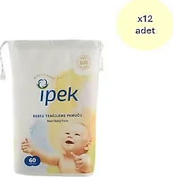 İpek Maxi 60'lı 12 Adet Bebek Temizleme Pamuğu