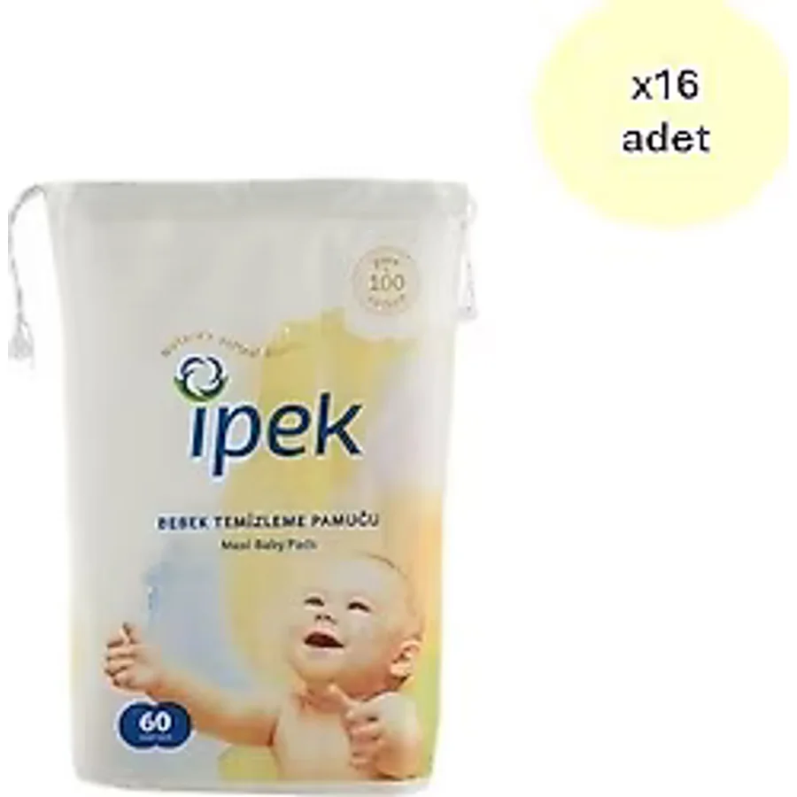 İpek Maxi 60'lı 16 Adet Bebek Temizleme Pamuğu