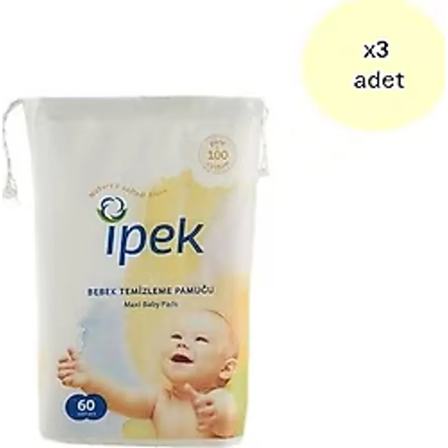 İpek Maxi 60'lı 3 Adet Bebek Temizleme Pamuğu