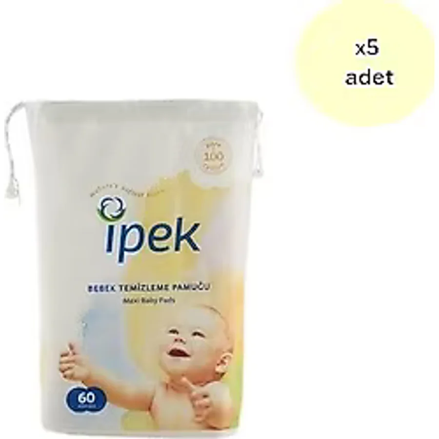 İpek Maxi 60'lı 5 Adet Bebek Temizleme Pamuğu