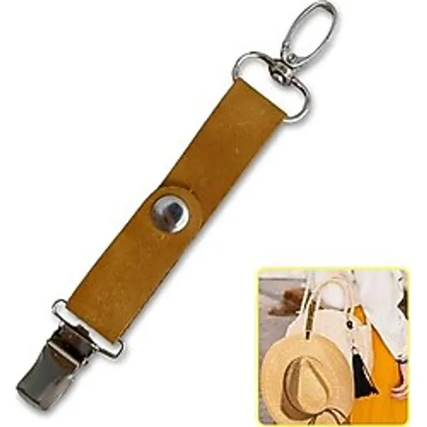 ipekbazaar TakBırak Pratik Şapka & Aksesuar Askı Klipsi, Hakiki Deri&Metal Aparat, Çanta Aksesuarı, Valiz Sırt Çsntası Plaj Çantası İçin Şapka Vb. Aksesuar Takma Aparatı (Taba)