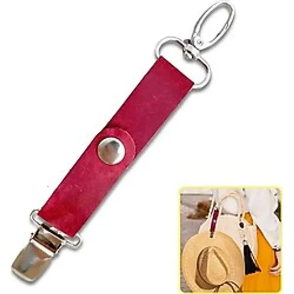 ipekbazaar TakBırak Pratik Şapka & Aksesuar Askı Klipsi, Hakiki Deri&Metal Aparat, Çanta Aksesuarı, Valiz Sırt Çsntası Plaj Çantası İçin Şapka Vb. Aksesuar Takma Aparatı (Bordo)