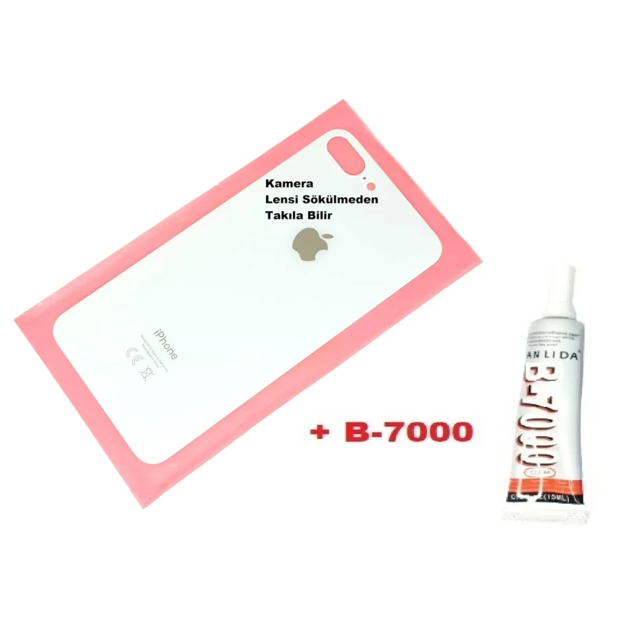 İphone 8 PLUS Arka Pil Batarya Kapağı (CAM) B-7000 Beyaz