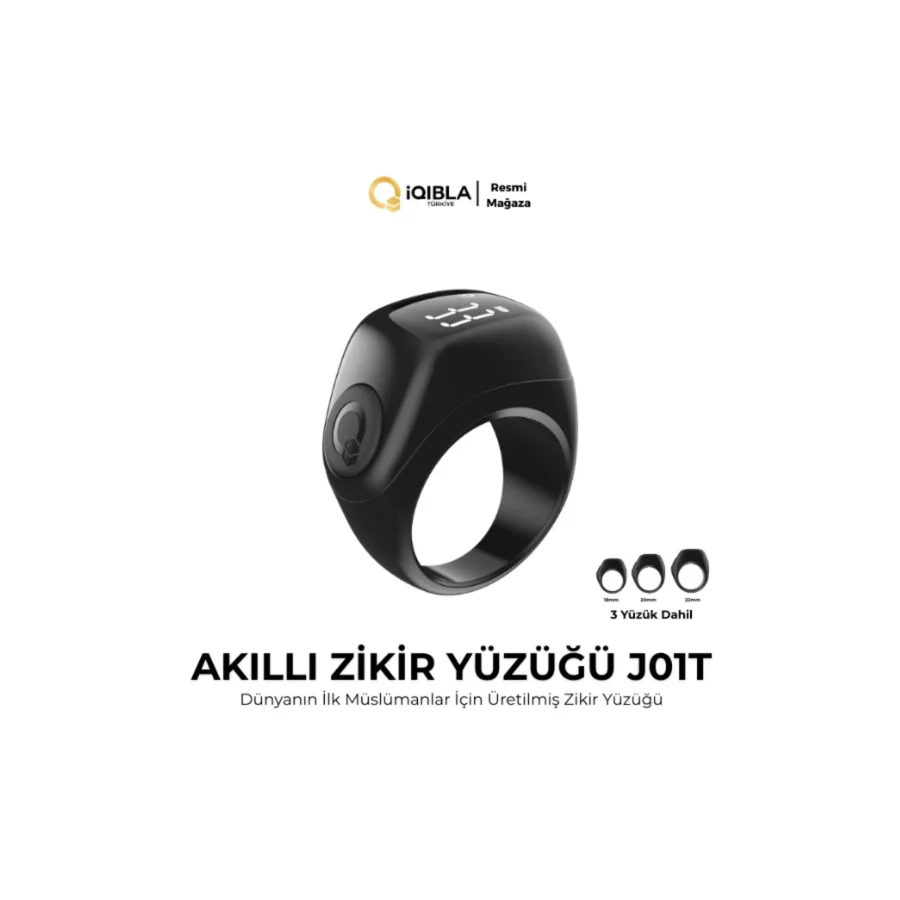 Iqibla Smart Ring J01T Jood Lite Akıllı Zikir Yüzüğü Siyah Renk