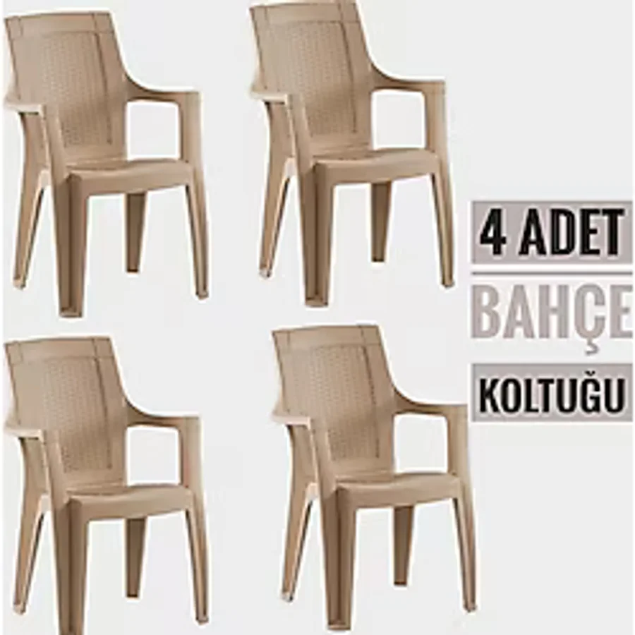 Irak Plastik Holiday Sultan Plastik Sandalye Kapuçino 4 Adet - 88 x 56 x 57,5 cm