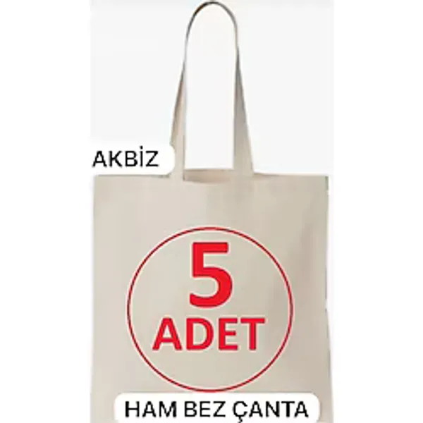 İremcee 5 Adet Baskısız Ham Bez Çanta 35X40 Ebat Kulplu Boyamaya ve Baskıya Uygundur Market ve Plaj Çantası - 5 adet 35 X 40 ebat