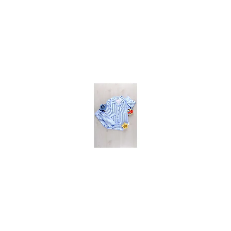 Irk Lemoon Lemoon Çizgili Düğmeli Çocuk Pijama Takımı - 1 Yaş - Mavi