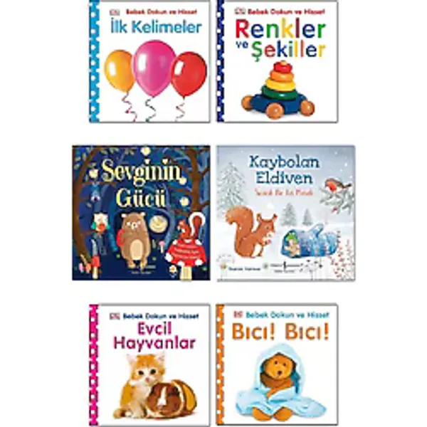 Iş Bankası Kültür Yayınları - Sevginin Gücü + Kaybolan Eldiven + Bebek Dokun Hisset Ciltli Kitaplar ( Renkler ve Şekiller + Ilk Kelimeler + Evcil Hayvanlar + Bıcı Bıcı ) / 6 Kitap Set Çocuk Kitapları