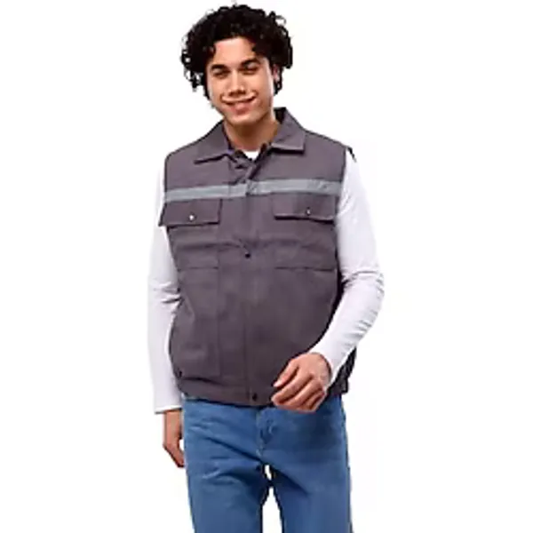 Iş Yeleği Kapitoneli Ve Reflektörlü Gri 7/7 Kışlık Yelek GRİ-2XL