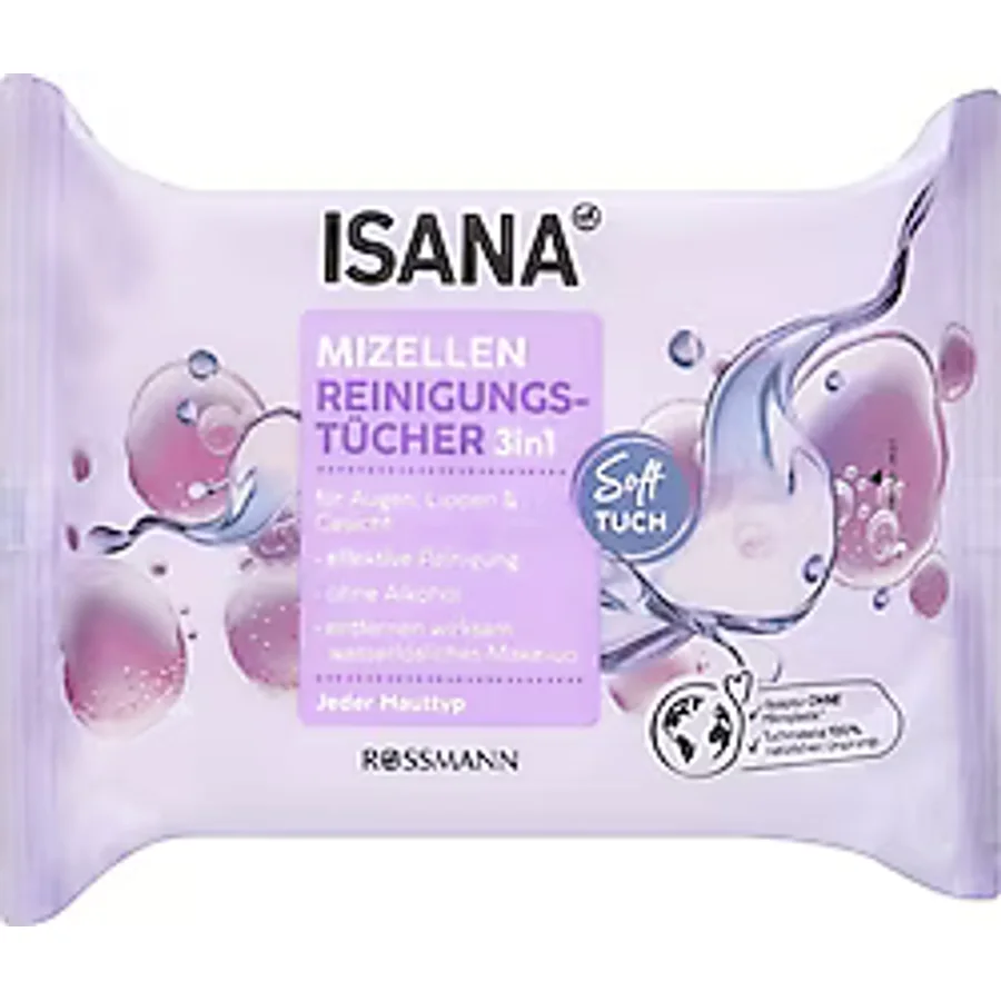 Isana 3 in 1 Kuru ve Hassas Ciltler için 25'li Makyaj Temizleme Mendili