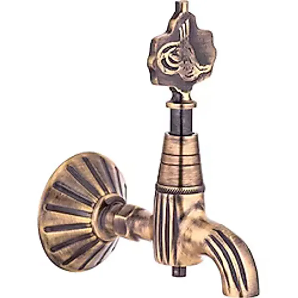İsaoğlu Yapı Antik Gold Kurna Musluğu Osmanlı Tuğralı Antik Eskitme Komple Pirinç Hamam Musluğu