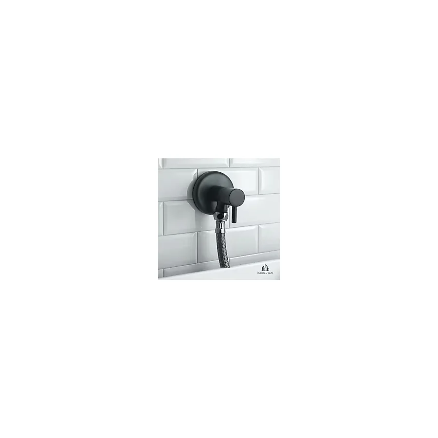 İSAOĞLU YAPI Siyah Taharet Musluğu ve Flex Hortum Mat Siyah İkili Set