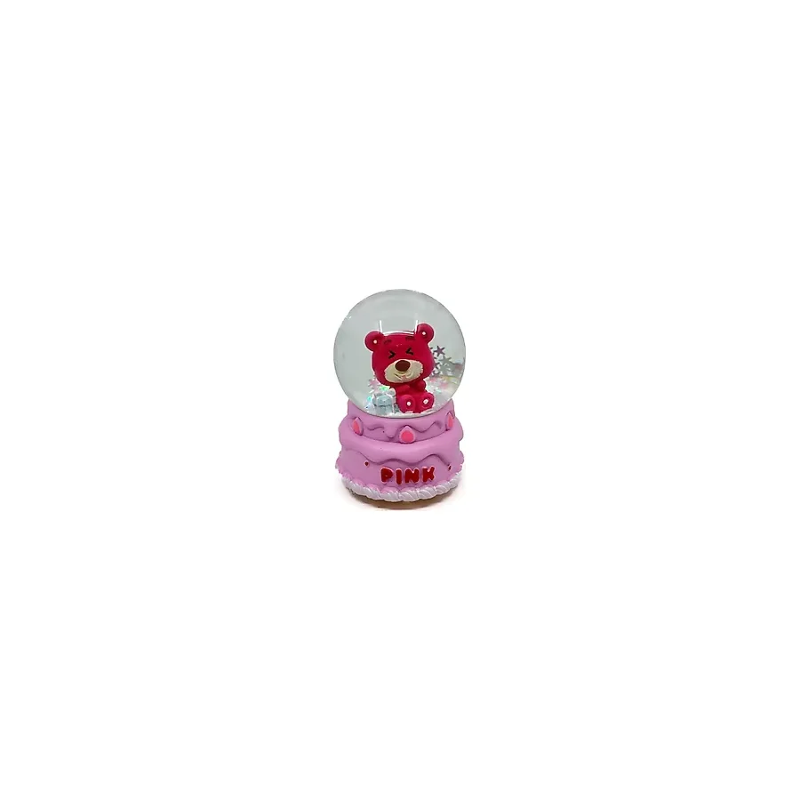 Işıklı Kar Küresi Pembe Ayıcık Hediye Paketi 7 Cm
