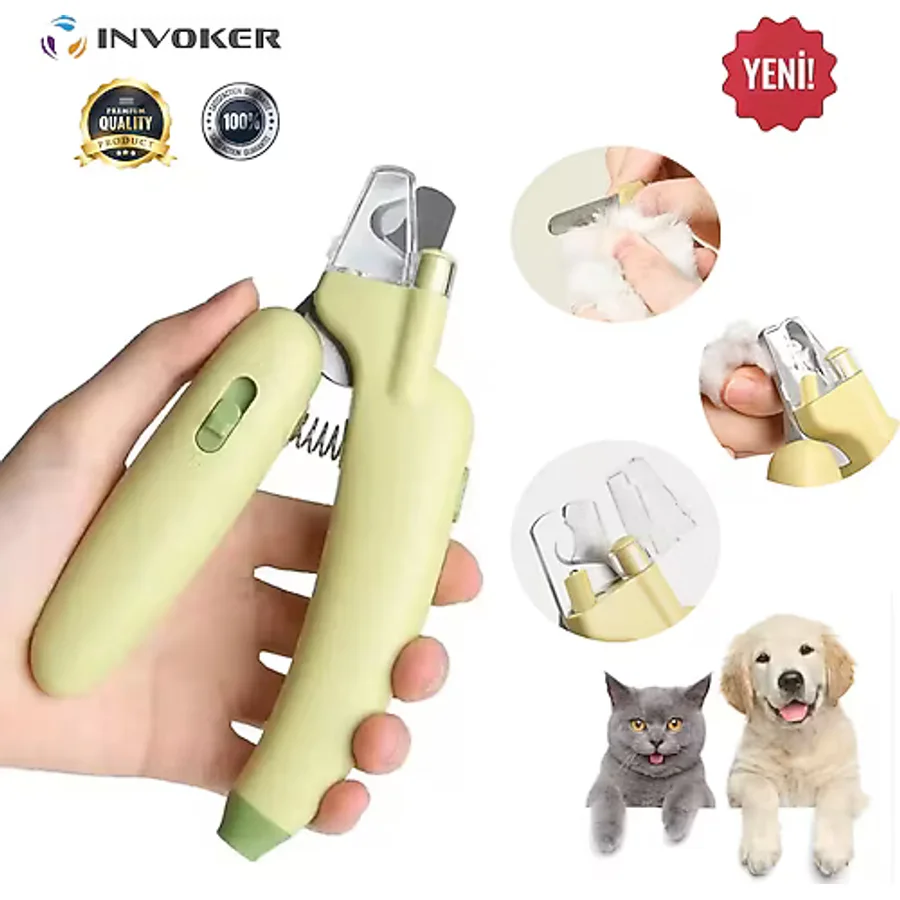 Işıklı Kedi Köpek Tırnak Makası Pet Evcil Hayvanları UV Işınlı Törpülü Hazneli Bakteri Parazit Görme