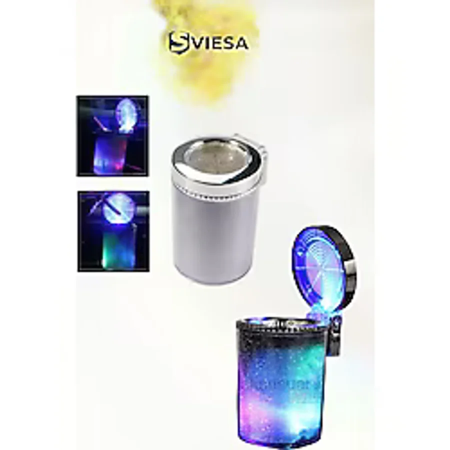 Işıklı Küllük Renkli Rgb Led Işıklı Lüx Oto Küllük Kapaklı Spor Araç İçi Küllük Araba Küllüğü